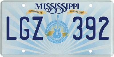 MS license plate LGZ392