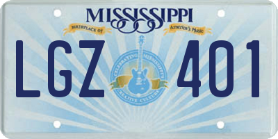 MS license plate LGZ401
