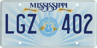 MS license plate LGZ402