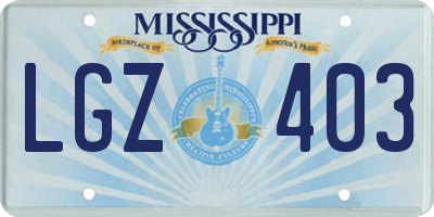 MS license plate LGZ403