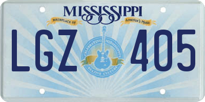 MS license plate LGZ405