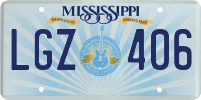 MS license plate LGZ406