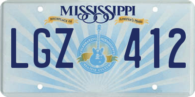 MS license plate LGZ412