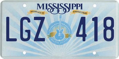 MS license plate LGZ418