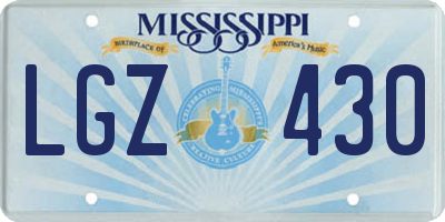 MS license plate LGZ430