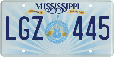 MS license plate LGZ445
