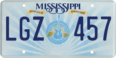 MS license plate LGZ457