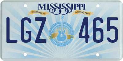 MS license plate LGZ465