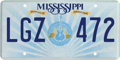 MS license plate LGZ472
