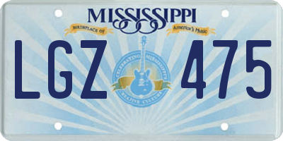MS license plate LGZ475