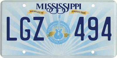 MS license plate LGZ494