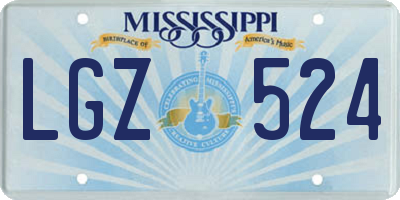 MS license plate LGZ524