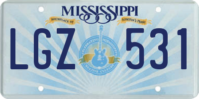 MS license plate LGZ531