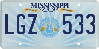 MS license plate LGZ533