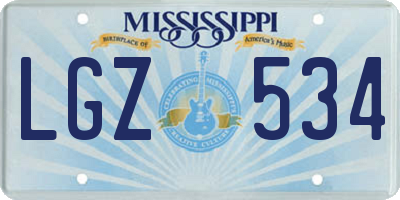 MS license plate LGZ534