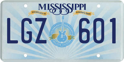 MS license plate LGZ601