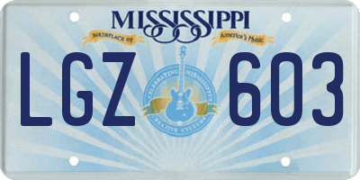 MS license plate LGZ603