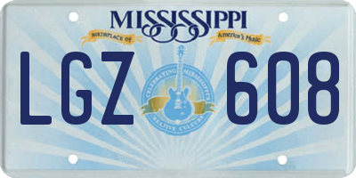 MS license plate LGZ608