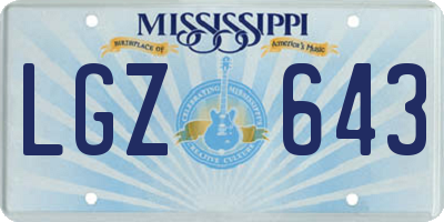 MS license plate LGZ643