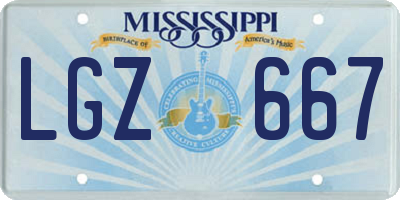MS license plate LGZ667
