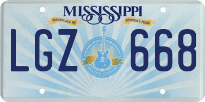 MS license plate LGZ668