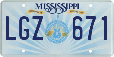 MS license plate LGZ671