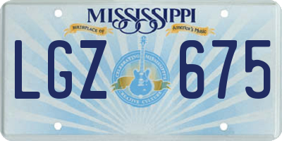 MS license plate LGZ675