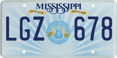 MS license plate LGZ678
