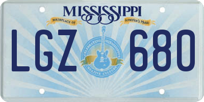 MS license plate LGZ680