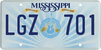 MS license plate LGZ701
