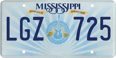 MS license plate LGZ725