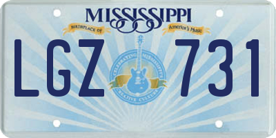 MS license plate LGZ731
