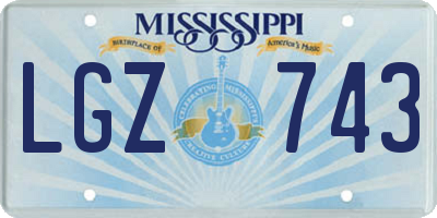 MS license plate LGZ743