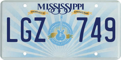 MS license plate LGZ749