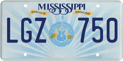 MS license plate LGZ750