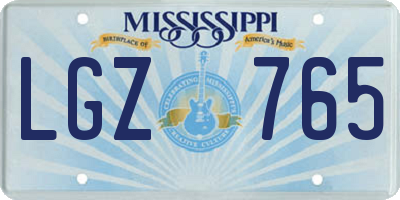 MS license plate LGZ765