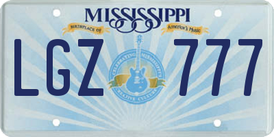MS license plate LGZ777