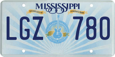MS license plate LGZ780