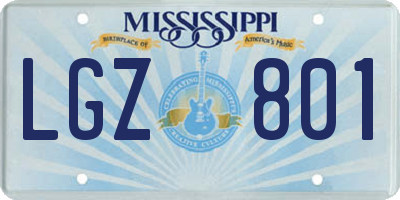 MS license plate LGZ801