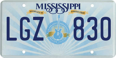 MS license plate LGZ830