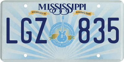 MS license plate LGZ835