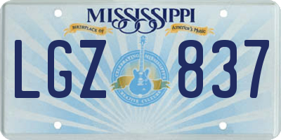 MS license plate LGZ837