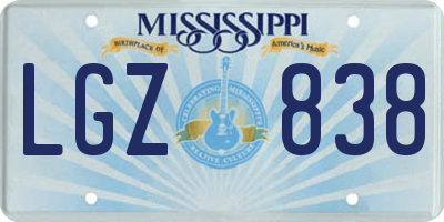 MS license plate LGZ838