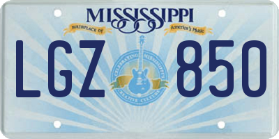 MS license plate LGZ850