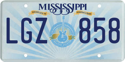 MS license plate LGZ858