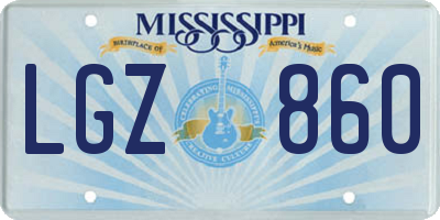 MS license plate LGZ860