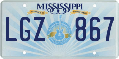 MS license plate LGZ867