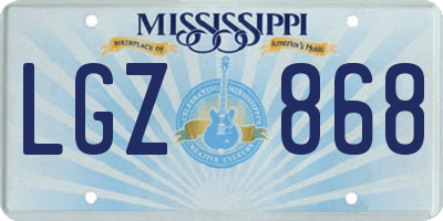 MS license plate LGZ868