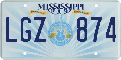 MS license plate LGZ874
