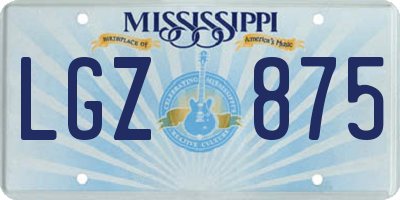 MS license plate LGZ875